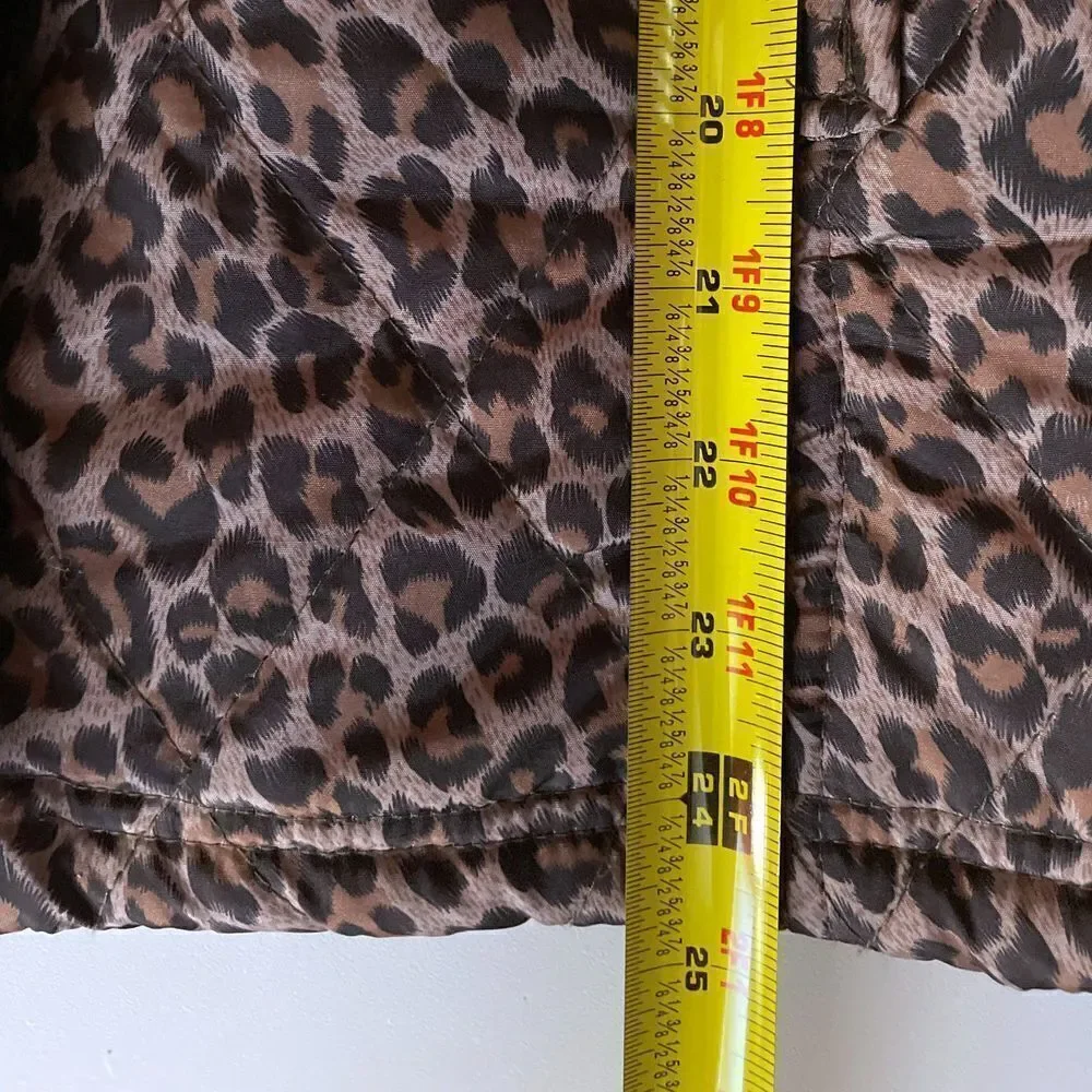 MIFRESIA women's brown leopard print puffer vest - Size S
